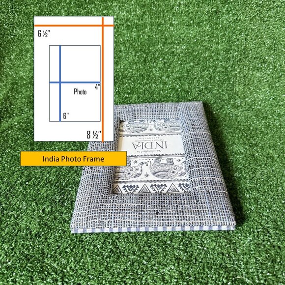 Shaila Anant Handcrafted India Photo Picture Frame 4" x 6" Blended Fabric Design - Picture 3 of 10